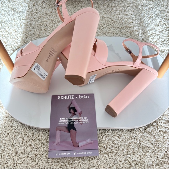 NEW IN BOX SCHUTZ x BALA Blush Pink Platform Heels Pumps SZ 8B - Picture 4 of 16
